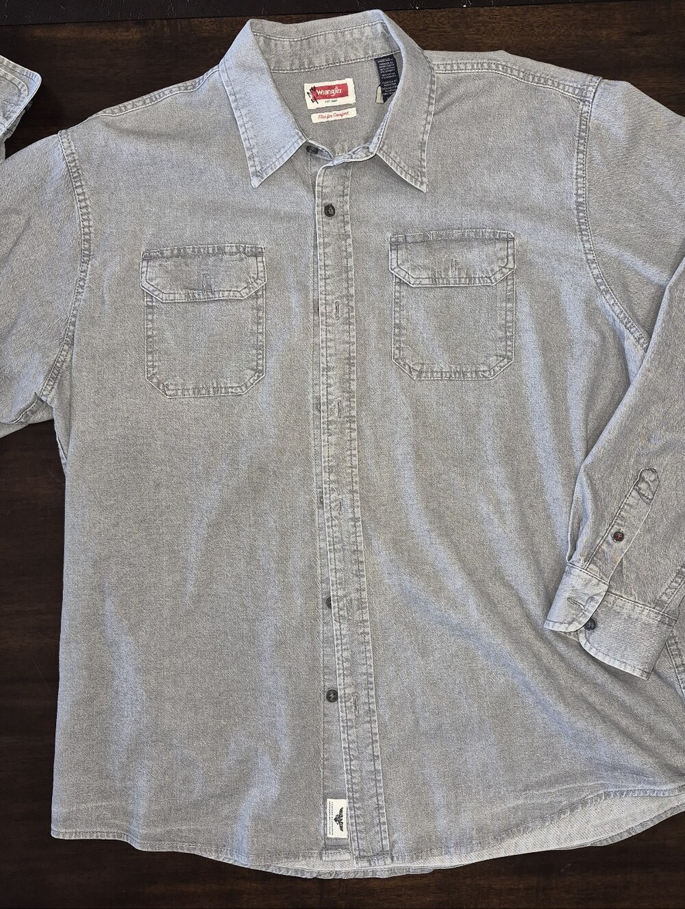 Wrangler Light Gray Denim Button-Down Shirt